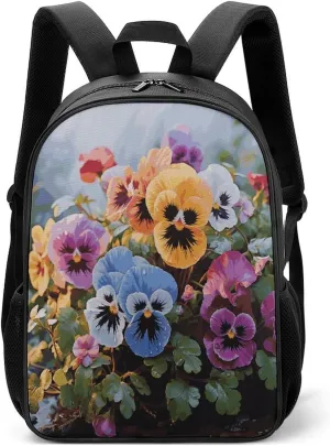 Lightweight Backpacks Cute Travel Bag Durable Pansy Flowers Printing Small Travel Backpack For Women & Men