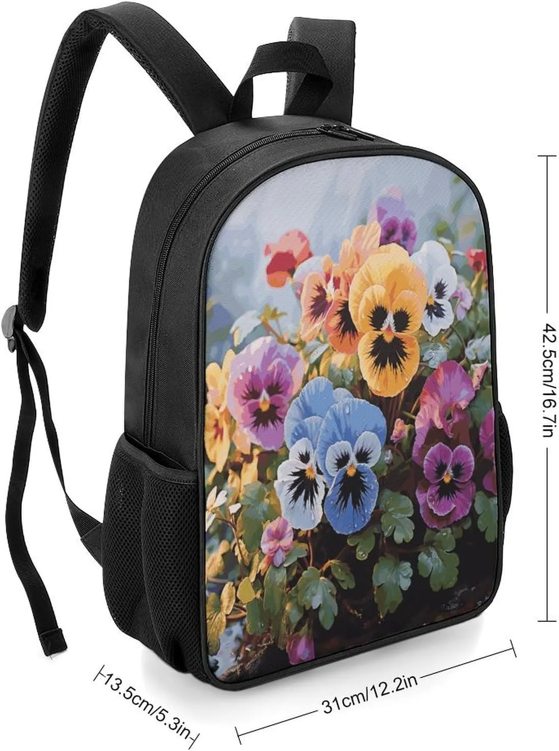 Lightweight Backpacks Cute Travel Bag Durable Pansy Flowers Printing Small Travel Backpack For Women & Men