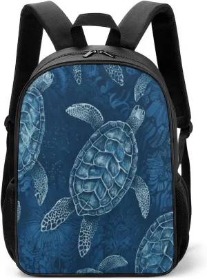 Lightweight Backpacks Cute Travel Bag Durable Sea Turtle Blue Printing Small Travel Backpack For Women & Men