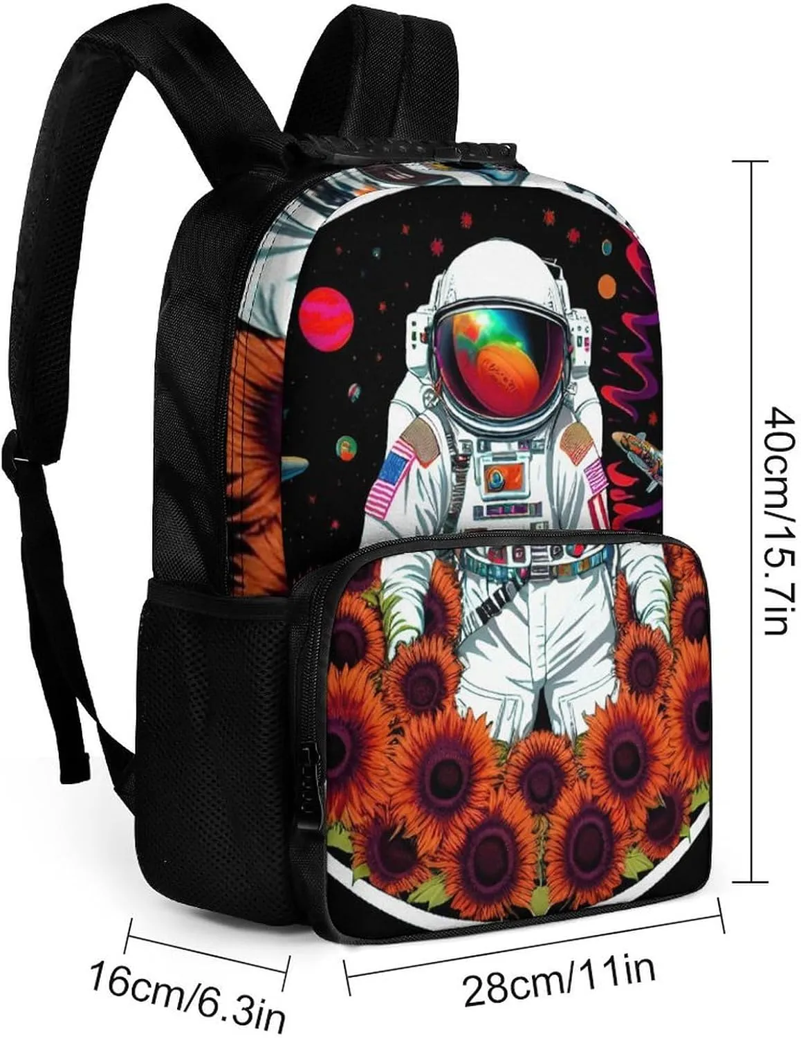 Lightweight Daypack Backpack for Sports Travel Running - Large Capacity Multipurpose Anti-Theft Bookbag, Psychedelic Space Astronaut Sunflower Snake Art Laptop Backpack Daypack