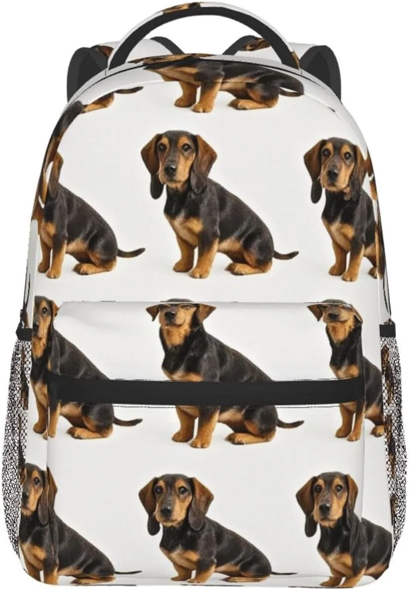 Lightweight Daypack Backpack for Trekking Work Running - Big Capacity Multipurpose Anti-Theft Bookbag, Crazy Pet Dog Art Business Computer Bag