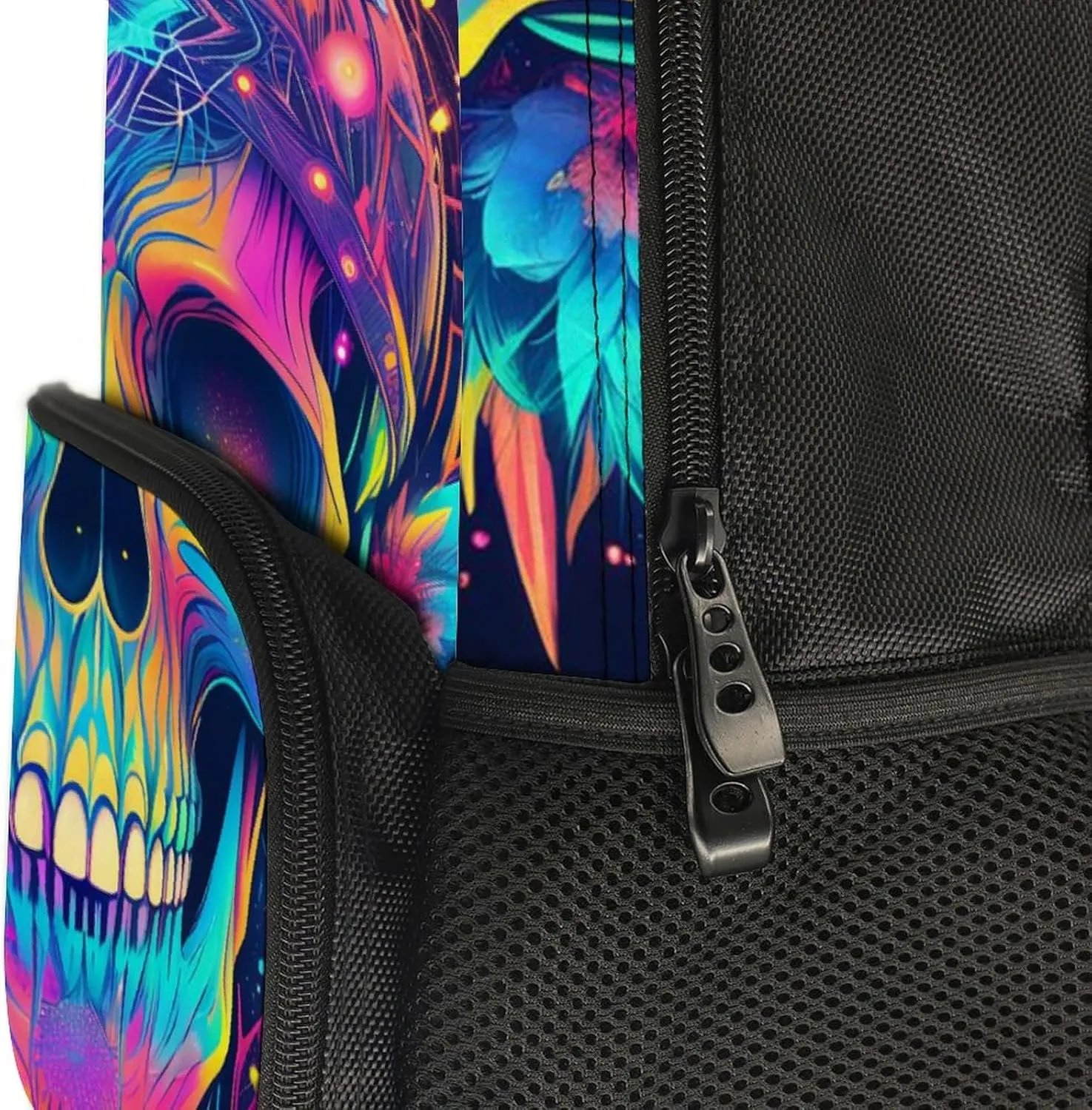 Lightweight Daypack Backpack for Trekking Work Running - Big Capacity Multipurpose Anti-Theft Bookbag, Psychedelic Skull Head Colorful Dreamcatcher Art Business Computer Bag