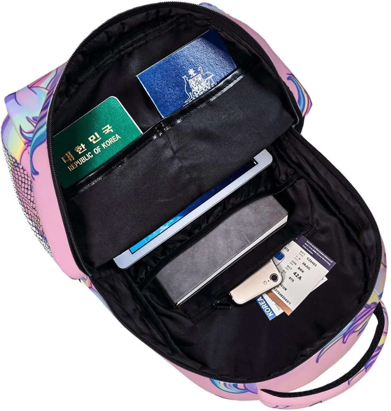 Lightweight Daypack Bookbag for Trekking Business Walking Cycling - Big Capacity Anti-Theft Multipurpose Carry On Bag, Cute Rainbow Unicorn Art Business Computer Bag