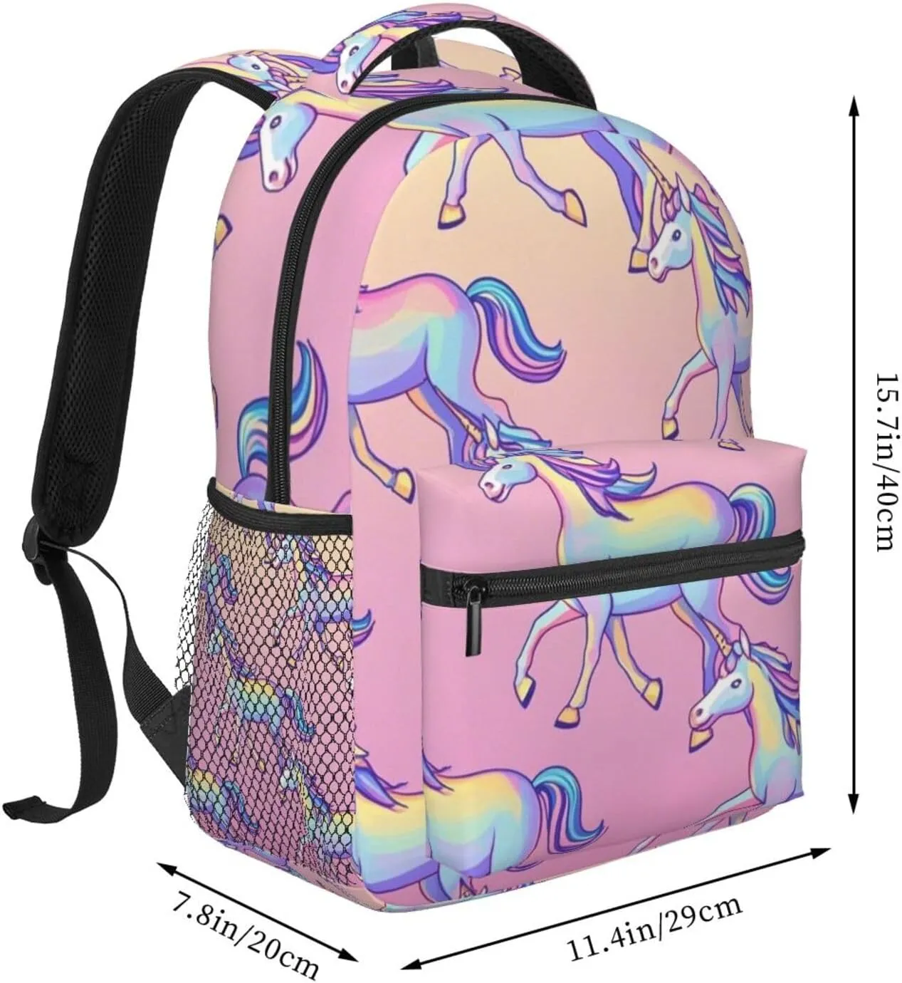 Lightweight Daypack Bookbag for Trekking Business Walking Cycling - Big Capacity Anti-Theft Multipurpose Carry On Bag, Cute Rainbow Unicorn Art Business Computer Bag
