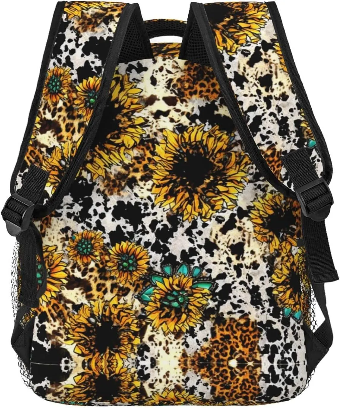Lightweight Daypack Bookbag for Trekking Business Walking Cycling - Big Capacity Anti-Theft Multipurpose Carry On Bag, Retro Sunflowers Animal Leopard Glitter Art Business Computer Bag