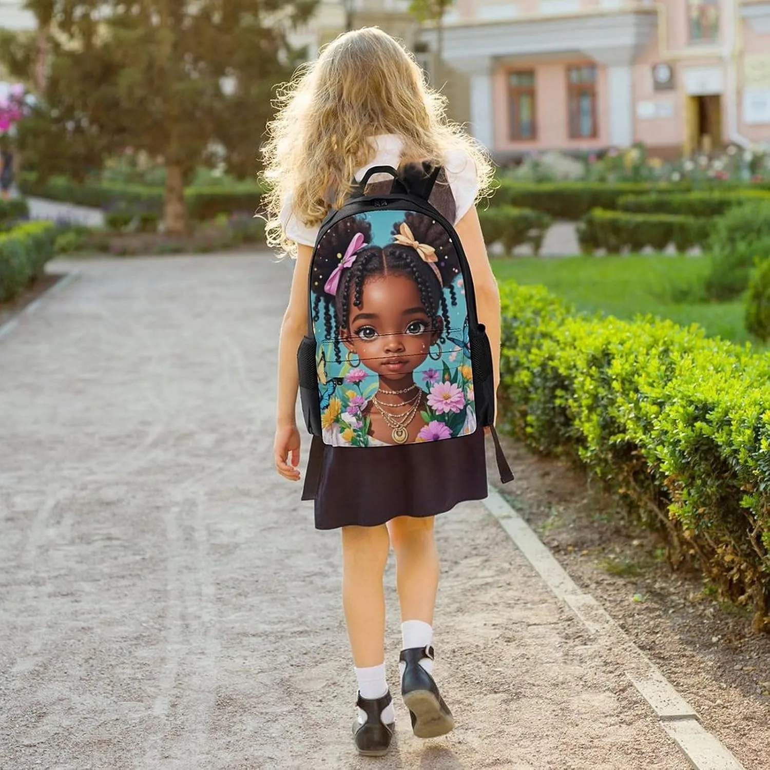Lightweight Daypack for Camping Business Walking Cycling - Large Capacity Anti-Theft Multipurpose Bookbag, Colorful Afro American Black Woman With Butterflies Art Gym Outdoor Hiking Backpack