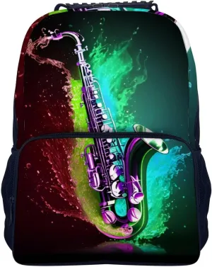 Lightweight Daypack for Camping Business Walking Cycling - Large Capacity Anti-Theft Multipurpose Bookbag, Saxophone In Fire And Water Art Gym Outdoor Hiking Backpack