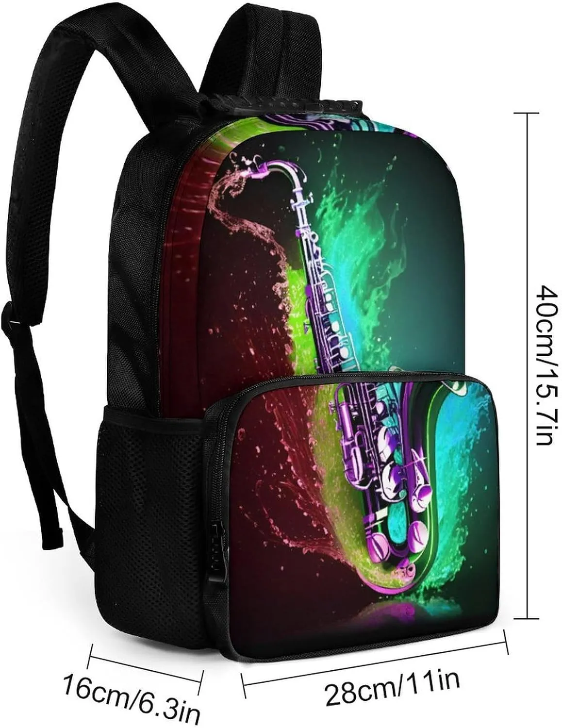 Lightweight Daypack for Camping Business Walking Cycling - Large Capacity Anti-Theft Multipurpose Bookbag, Saxophone In Fire And Water Art Gym Outdoor Hiking Backpack