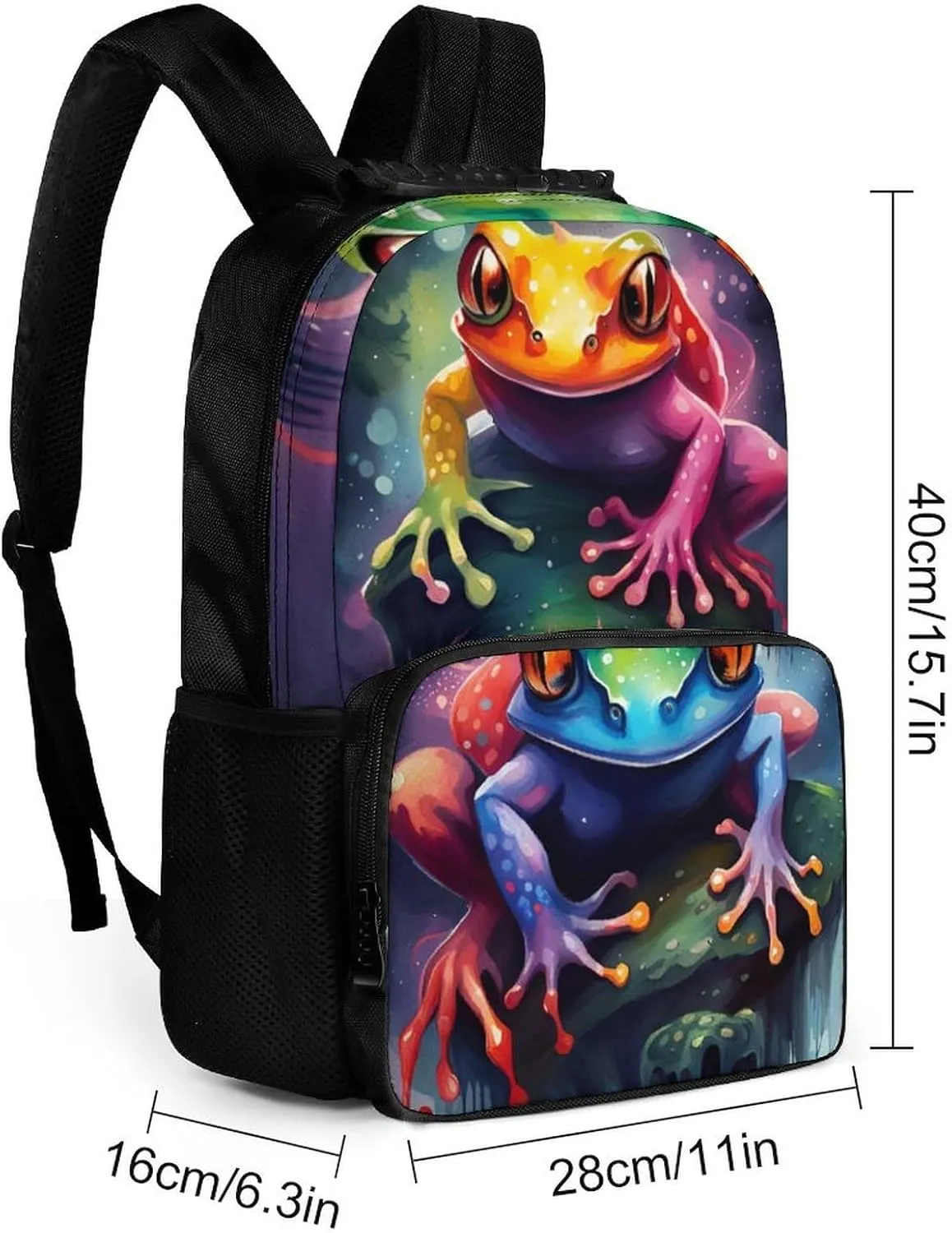 Lightweight Daypack for Camping Business Walking Cycling - Large Capacity Anti-Theft Multipurpose Bookbag, Watercolor Frogs Art Gym Outdoor Hiking Backpack