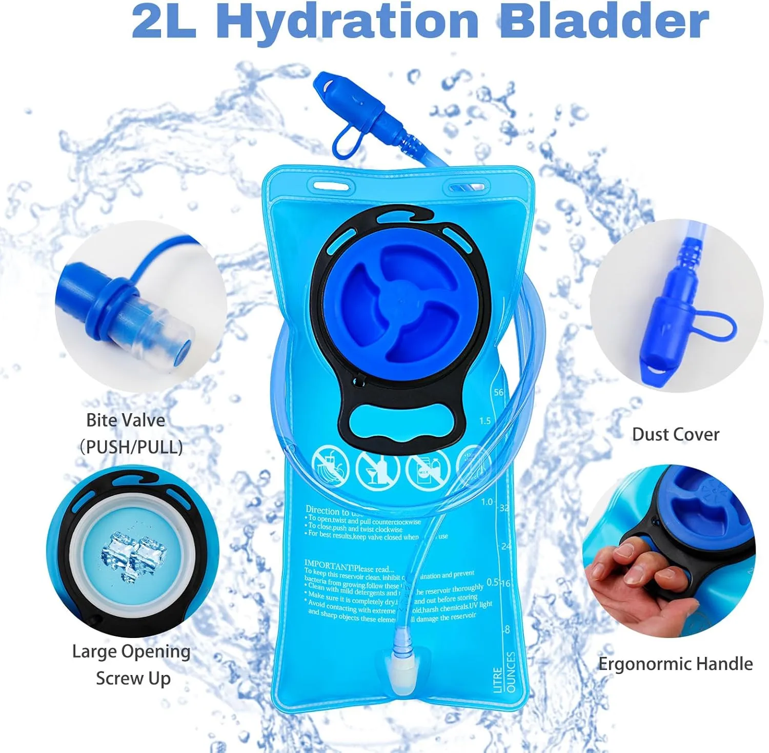 Lightweight Hydration Backpack 2L Water Bladder Pack for Running, Cycling, Hiking – Anti-Theft Water Backpack with Phone Holder, Trekking Pole Holder & Reflective Strips for Men & Women