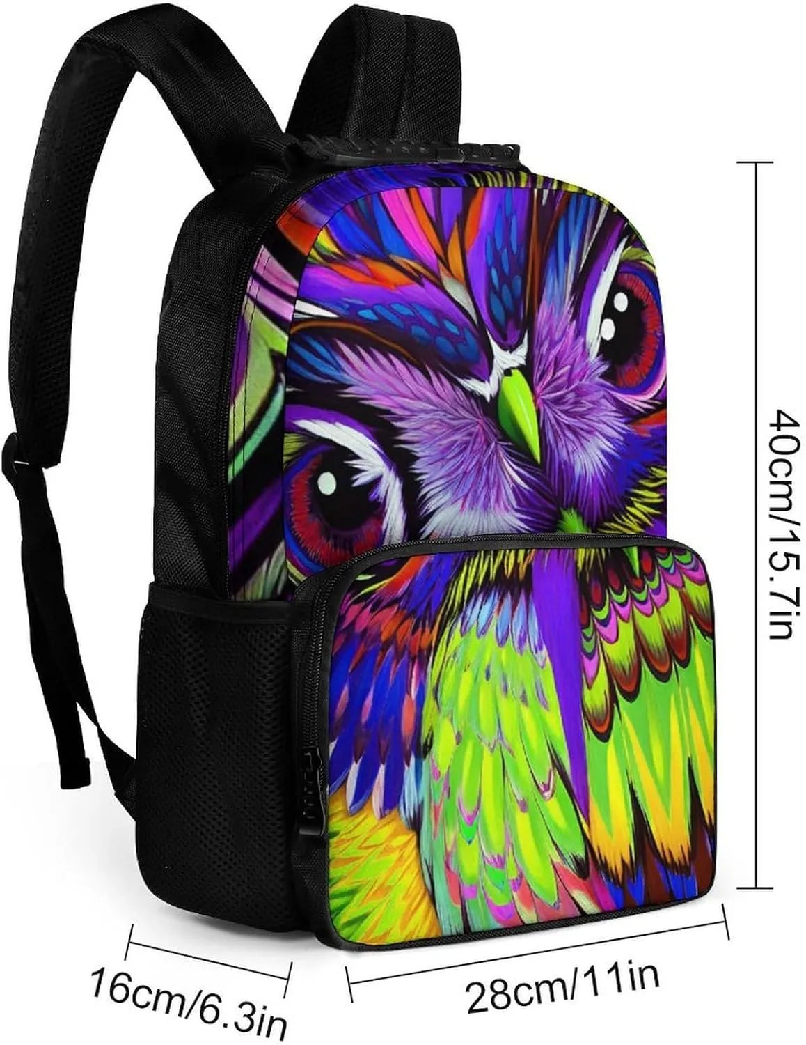 Lightweight Rucksack for Sports Travel Running - Big Capacity Multipurpose Anti-Theft Bookbag, Trippy Owl Abstract Art Travel and Sport Backpack Rucksack