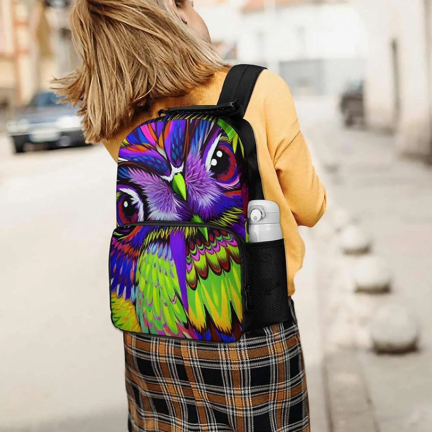 Lightweight Rucksack for Sports Travel Running - Big Capacity Multipurpose Anti-Theft Bookbag, Trippy Owl Abstract Art Travel and Sport Backpack Rucksack