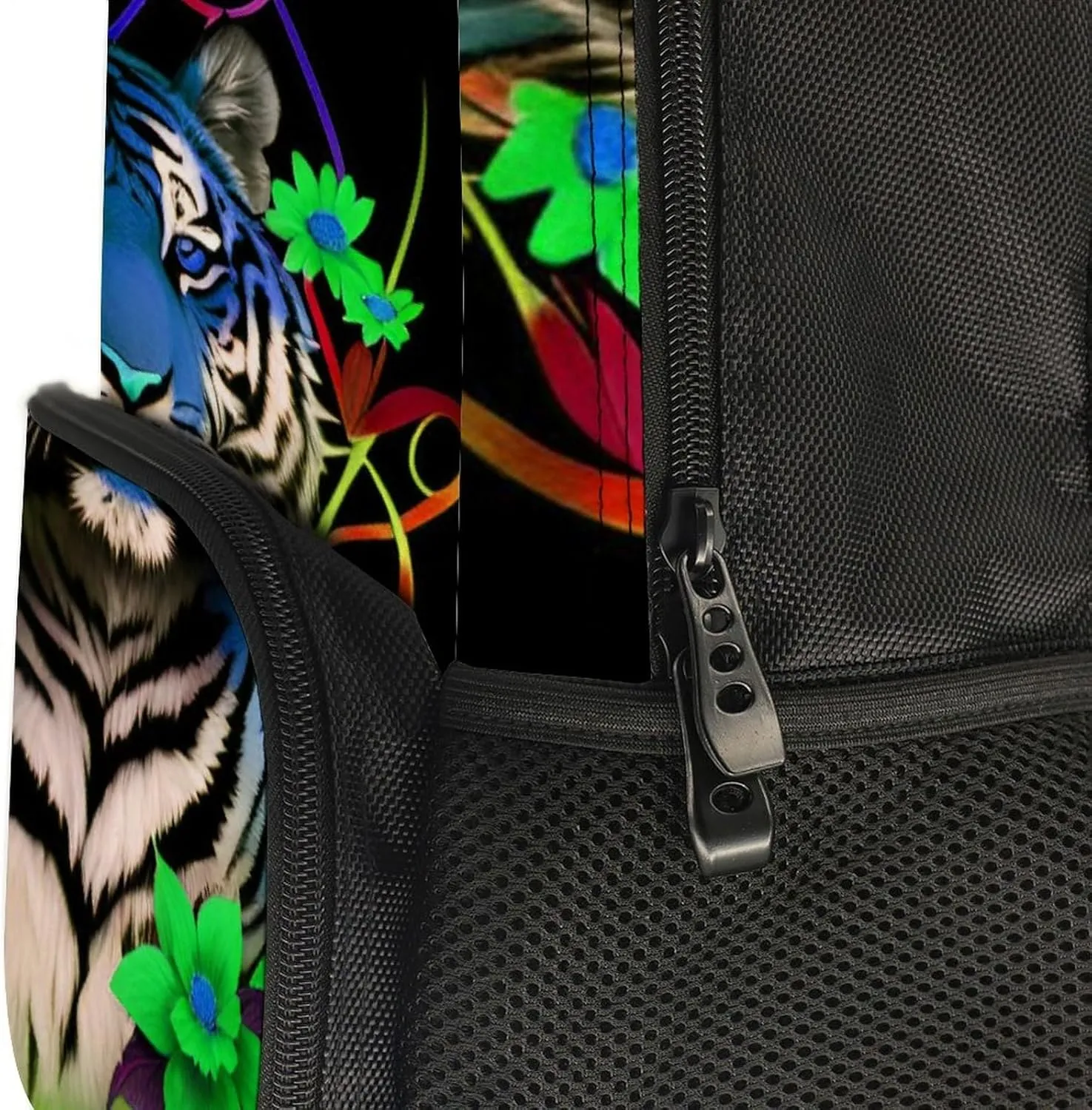 Lightweight Rucksack for Sports Travel Running - Big Capacity Multipurpose Anti-Theft Bookbag, Trippy Tiger Animal Flower Art Travel and Sport Backpack Rucksack