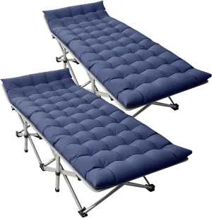 LILYPELLE Folding Camping Cot, Heavy Duty Sleeping Cots with Carry Bag, Double Layer Oxford Portable Travel Camp Cots for Home, Office Nap and Outdoor Beach