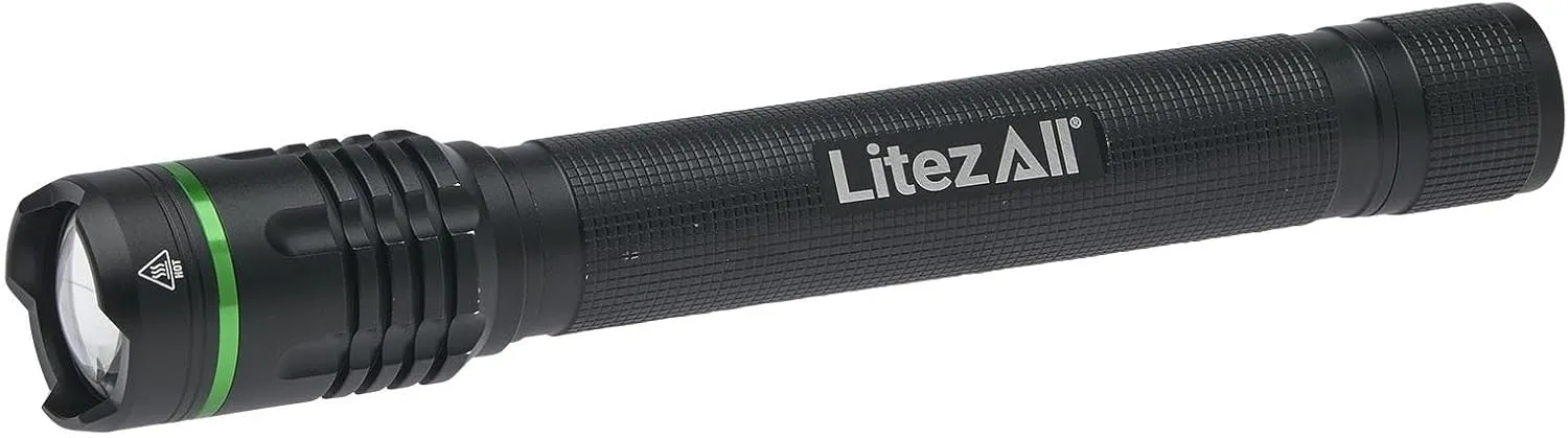 LitezAll Rechargeable 2000 Lumen Tactical Flashlight, Slim High-Power LED Flashlight with Twist-to-Focus Beam, 3 Brightness Levels, USB Charging, 406 Ft Beam Distance – Compact & Durable