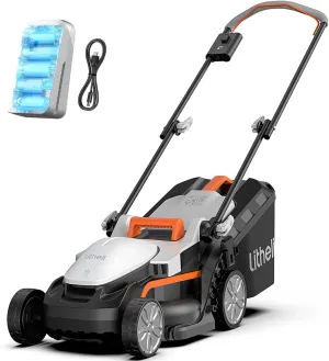 Litheli Cordless Lawn Mower 13 Inch, U20 Handy  20V Electric Lawn Mowers for Garden, Yard and Farm, 5 Heights Adjustment, Light Weight,4.0Ah Portable Battery Included