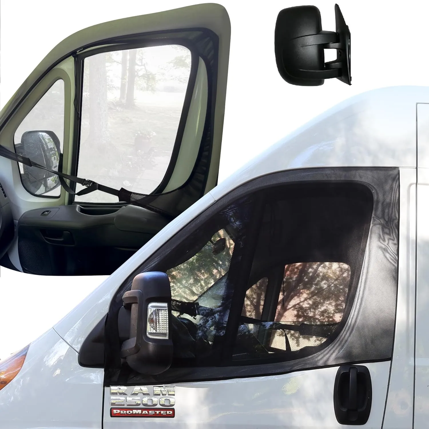 Living in a Bubble Magnetic Bug Screen for Front Doors (Pair), Compatible with RAM Promaster. Vanlife Accessories & Van Life Essentials