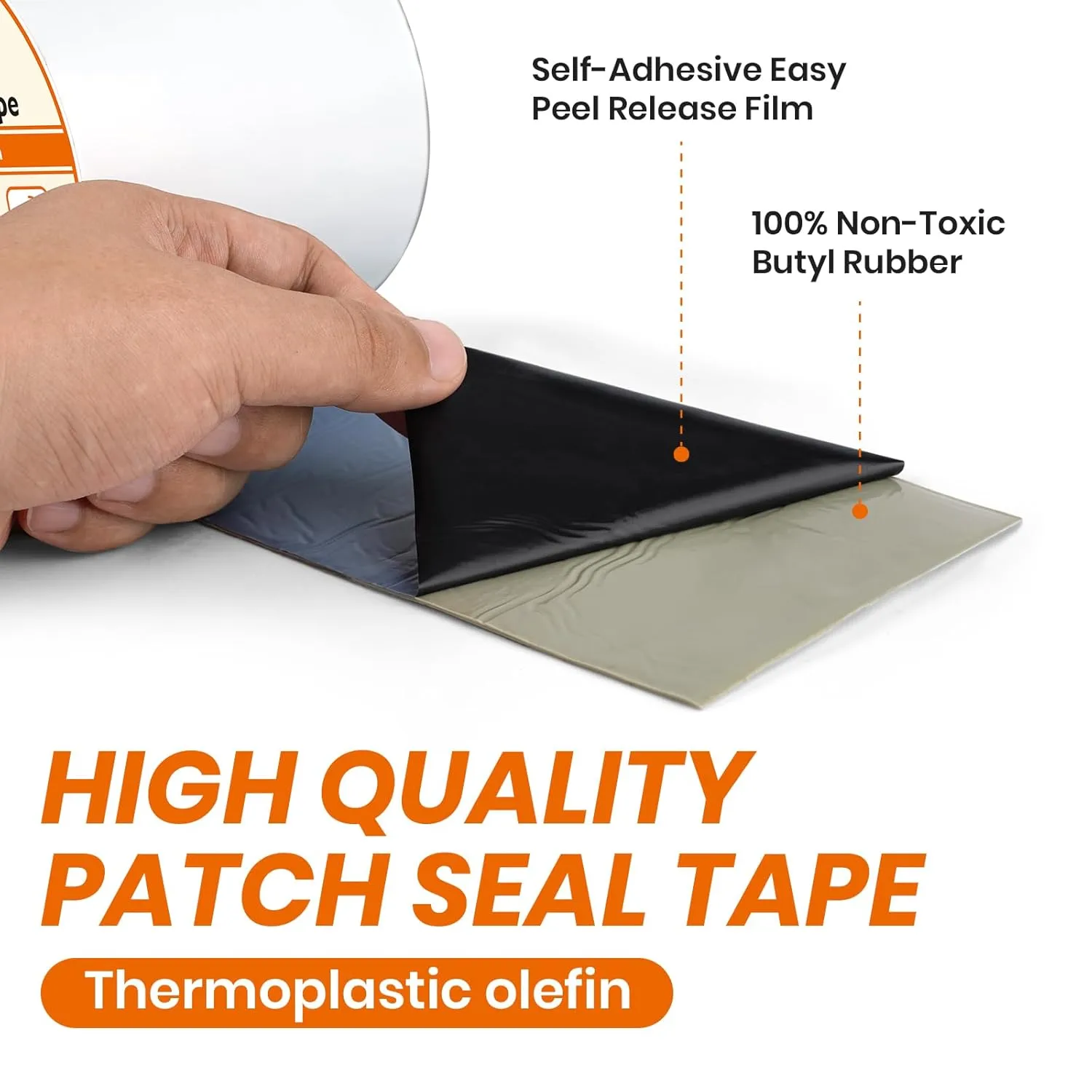 LLPT Waterproof Patch and Seal Tape 4” x 13 Ft Extra Thick Adhesive Layer UV Resistant Backing Permanent Bond Instant Seals for Repairing Gaps Holes Cracks Tears Black (PST62110BK4)