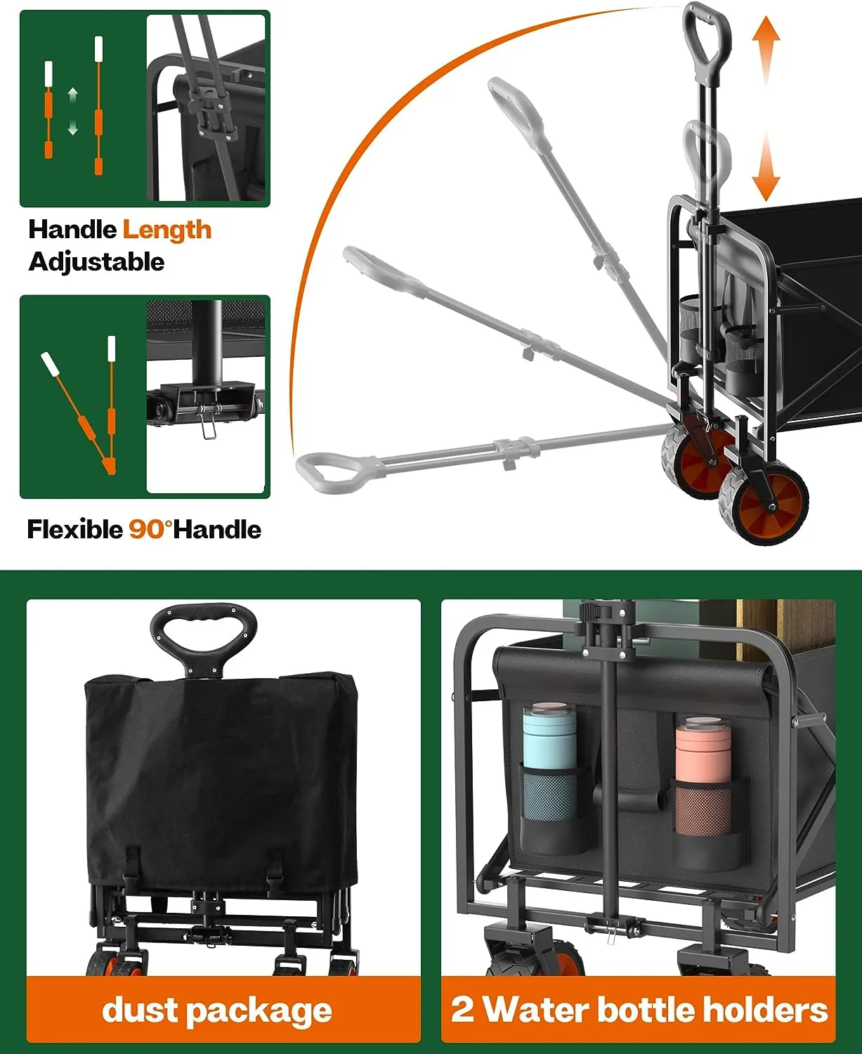 LOGARD Collapsible Folding Wagon,Heavy Duty Utility Beach Wagon Cart,Outdoor Camping Wagon