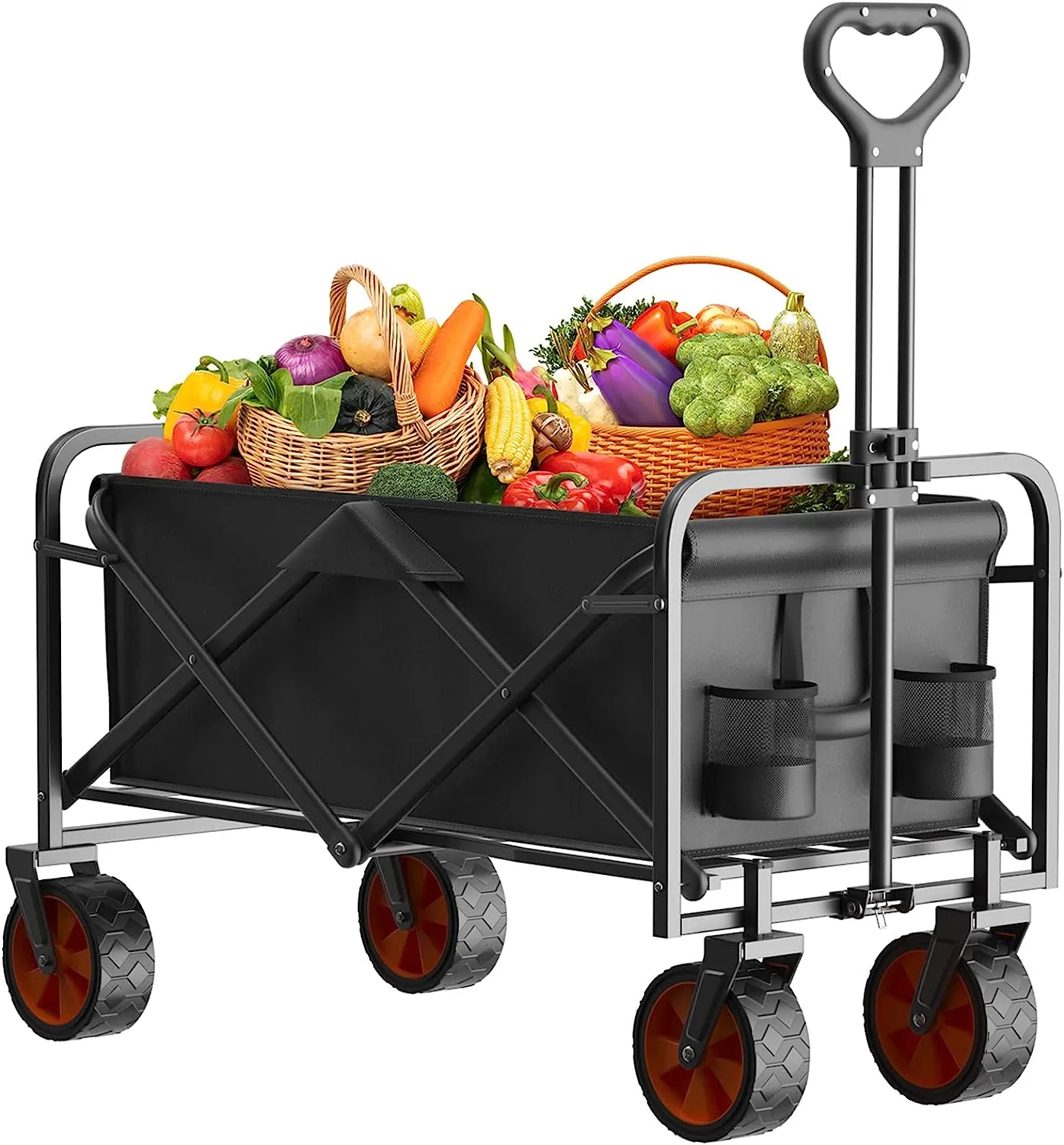 LOGARD Collapsible Folding Wagon,Heavy Duty Utility Beach Wagon Cart,Outdoor Camping Wagon