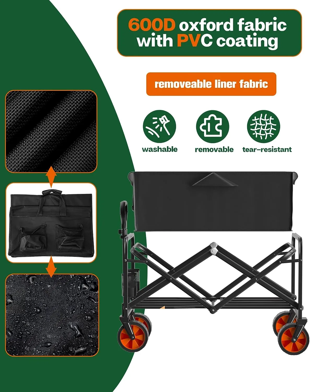 LOGARD Collapsible Folding Wagon,Heavy Duty Utility Beach Wagon Cart,Outdoor Camping Wagon