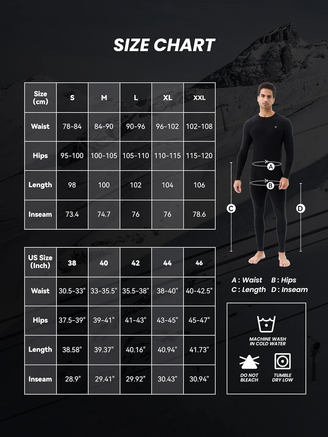 Long Johns Men's - Thermal Underwear Bottom for Men, Fleece Lined Base Layer Pants Cold Weather Activities