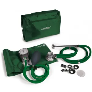 Lumiscope Professional Blood Pressure Kit - Stethoscope, Manual BP Cuff, Sphygmomanometer - Hunter Green