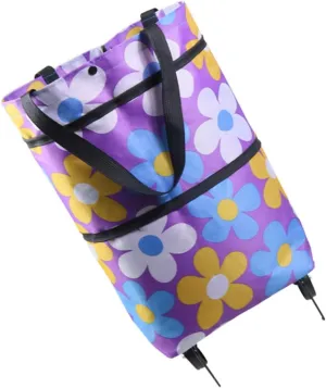 Luxshiny Unique Wheel Design Shopping Cart Bag Portable Pouch Foldable Cart Wheels for