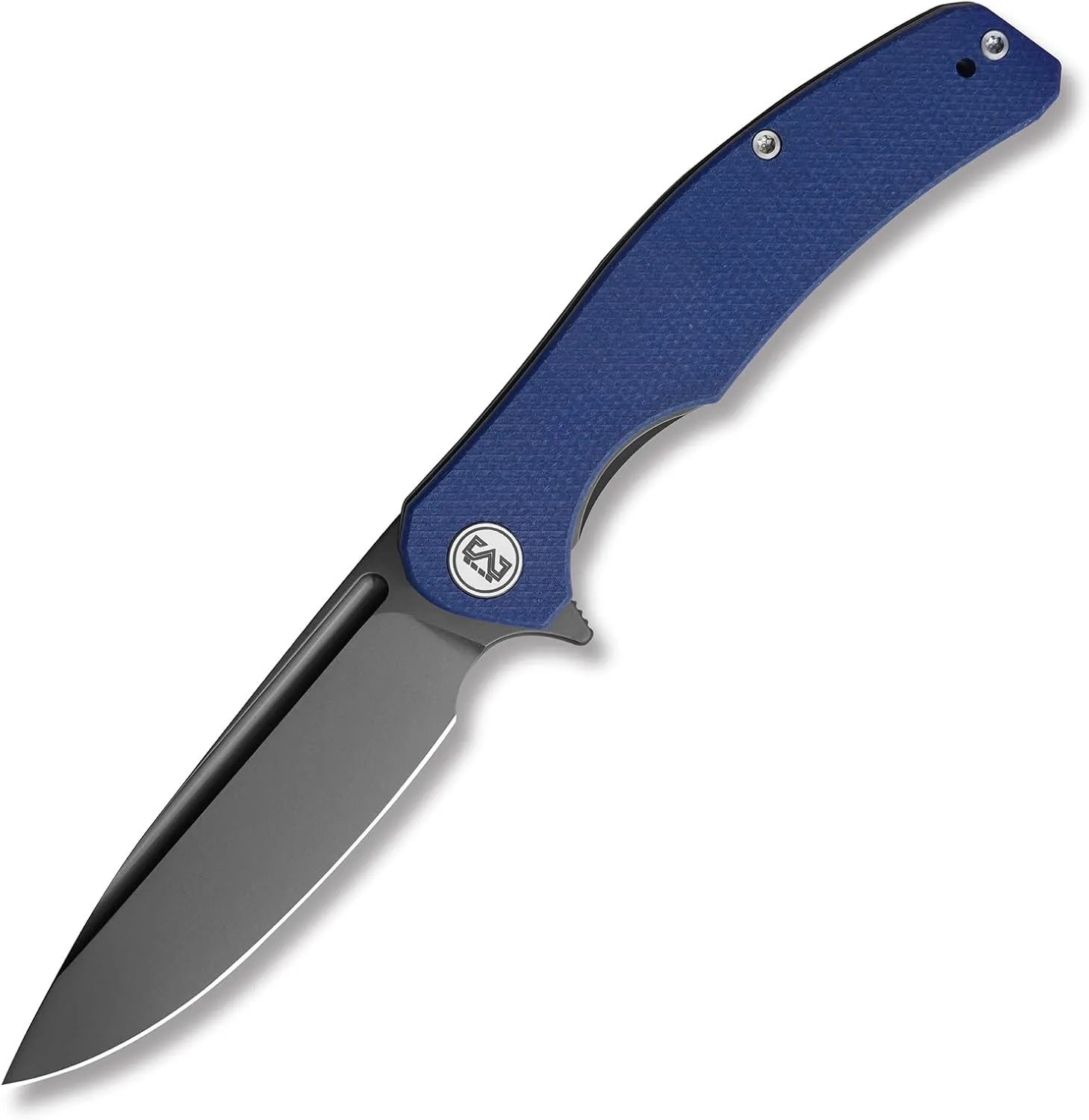 M Miguron Velona Flipper Folding Knife 3.5" Small Version 14C28N Dark Grey PVD Blade Blue Micarta Handle Camping Hiking Pocket Knife MGR8003SBU