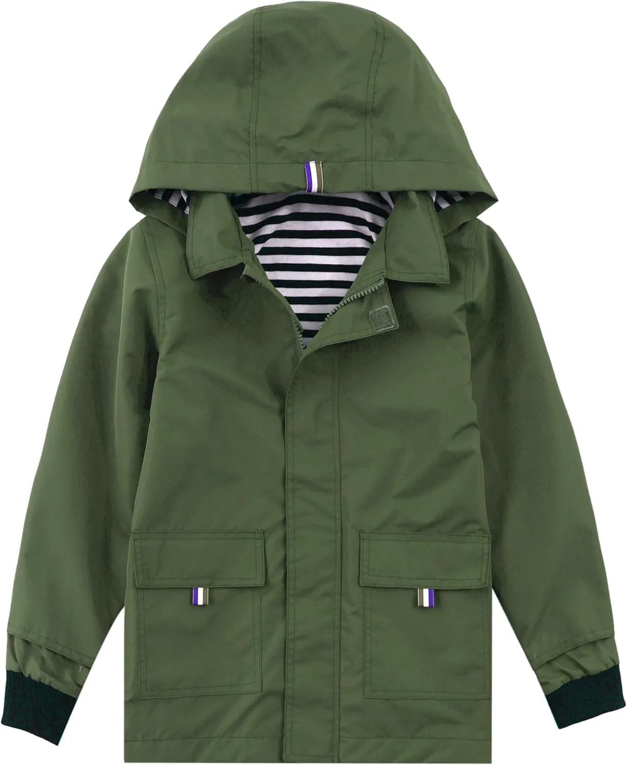 M2C Boys Girls Hooded Cotton Lined Rain Jacket Light Windbreaker