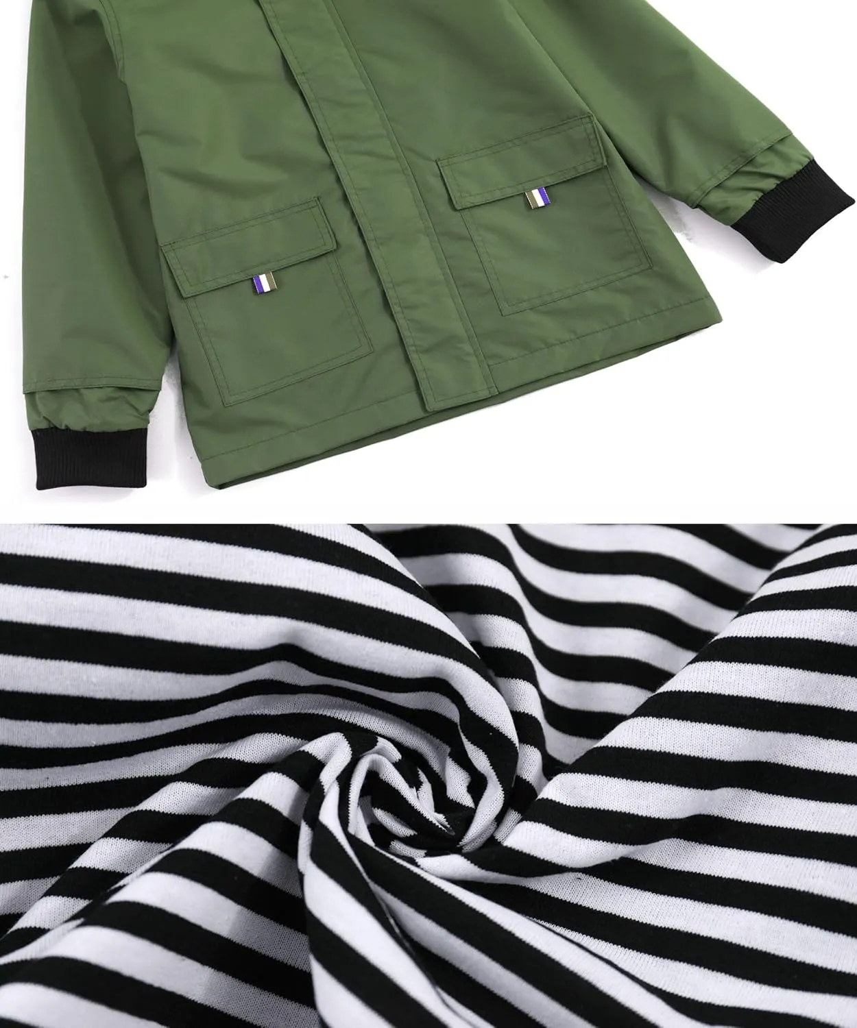 M2C Boys Girls Hooded Cotton Lined Rain Jacket Light Windbreaker