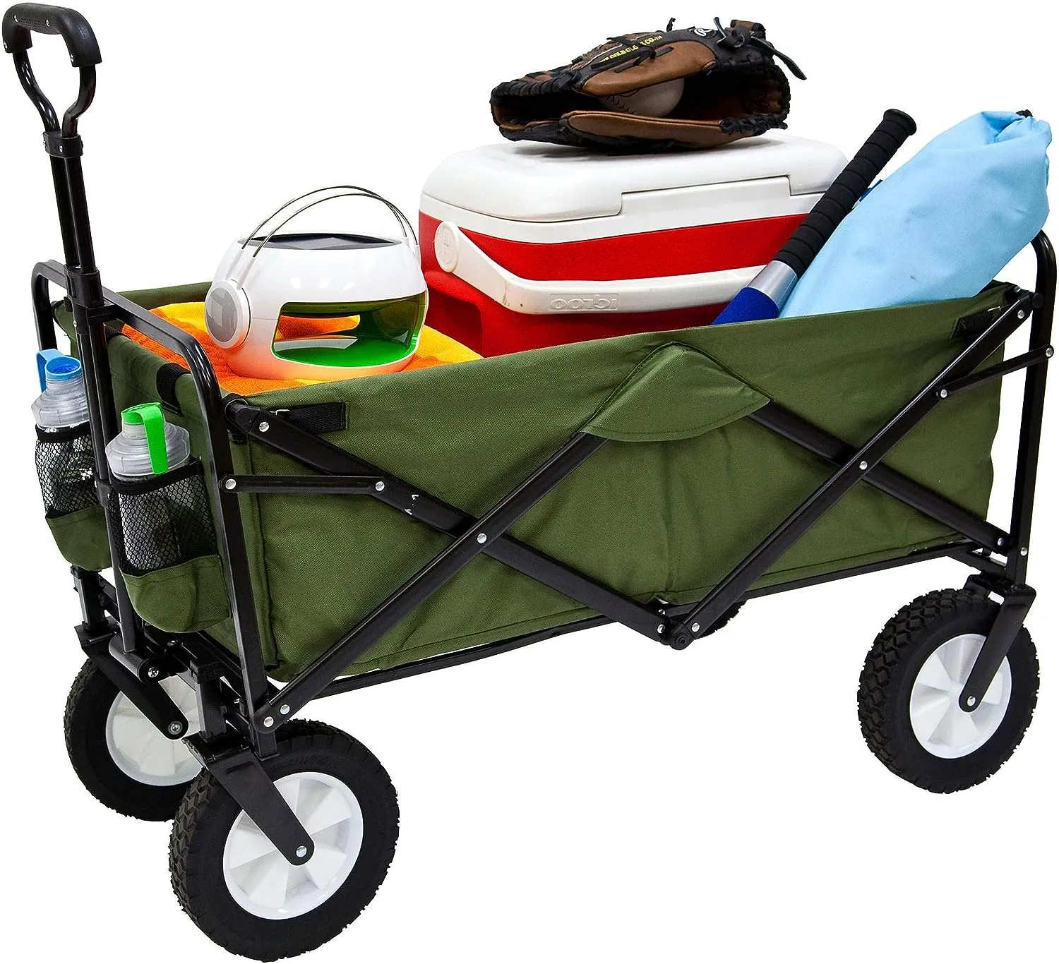 Mac Sports Folding Steel Frame Garden Utility Wagon Cart, Green