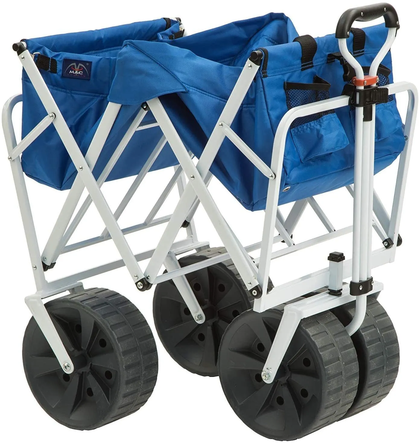 Mac Sports Heavy Duty Collapsible Folding All Terrain Utility Beach Wagon Cart, Blue/White