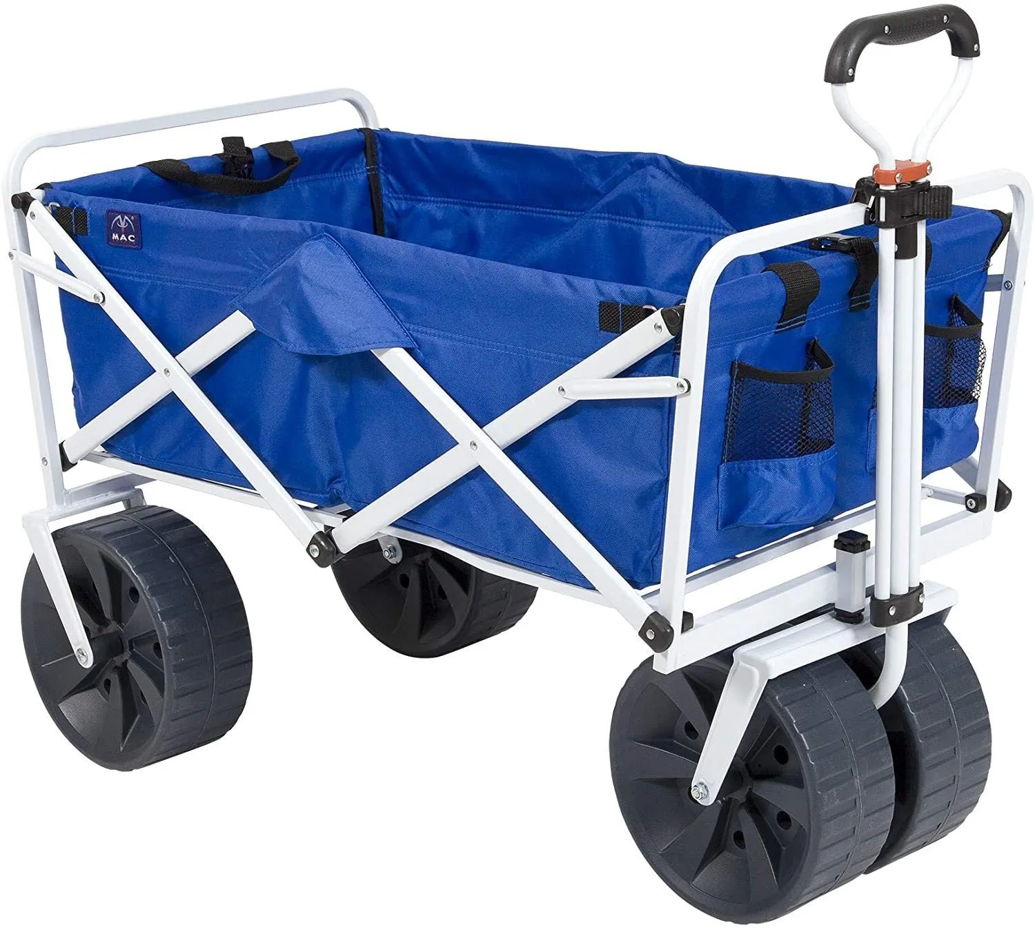 Mac Sports Heavy Duty Collapsible Folding All Terrain Utility Beach Wagon Cart, Blue/White