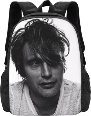 Mads Actors Mikkelsen Travel Backpack Laptop Bag Casual Daypack Double Shoulder Bags for Business Outdoor Work 15.6 Inch