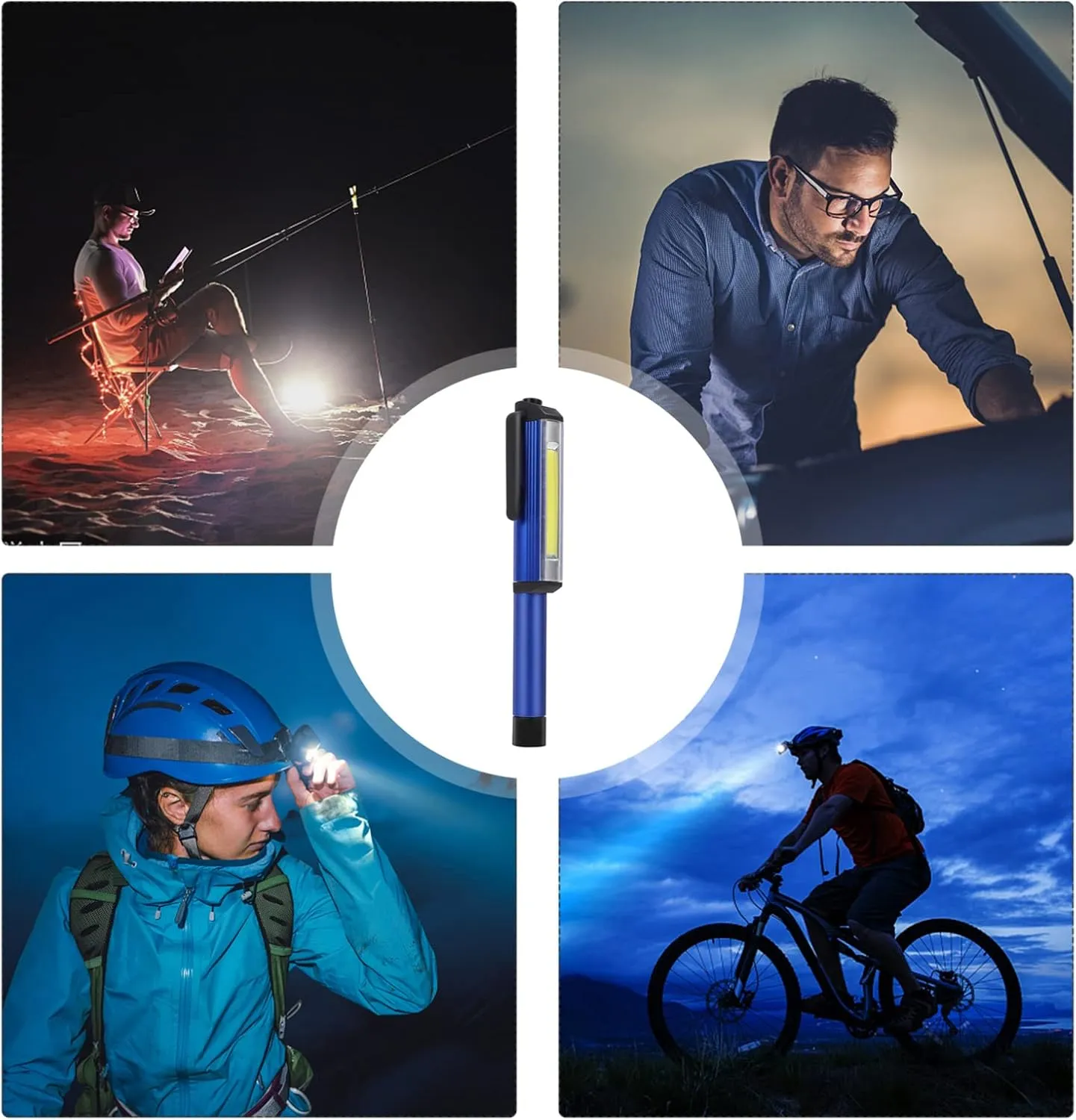 Magnet Flashlight 300 Lumens Led Clip-on Pen Light for Mechanics Camping Car Office Emergency