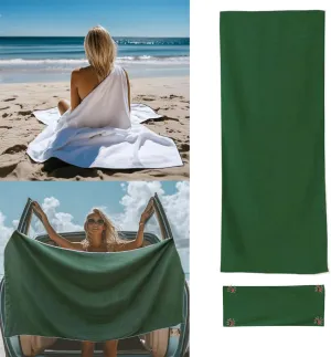 Magnetic Bath Towel, Outdoor Quick-Dry Sand-Resistant Beach Towel, 75"X35" Towel with Magnetic Closure, Super Absorbent Microfiber Towel for Travel,Swimming,Pool,Beach,Pool,Travel,Gym & Camping Green