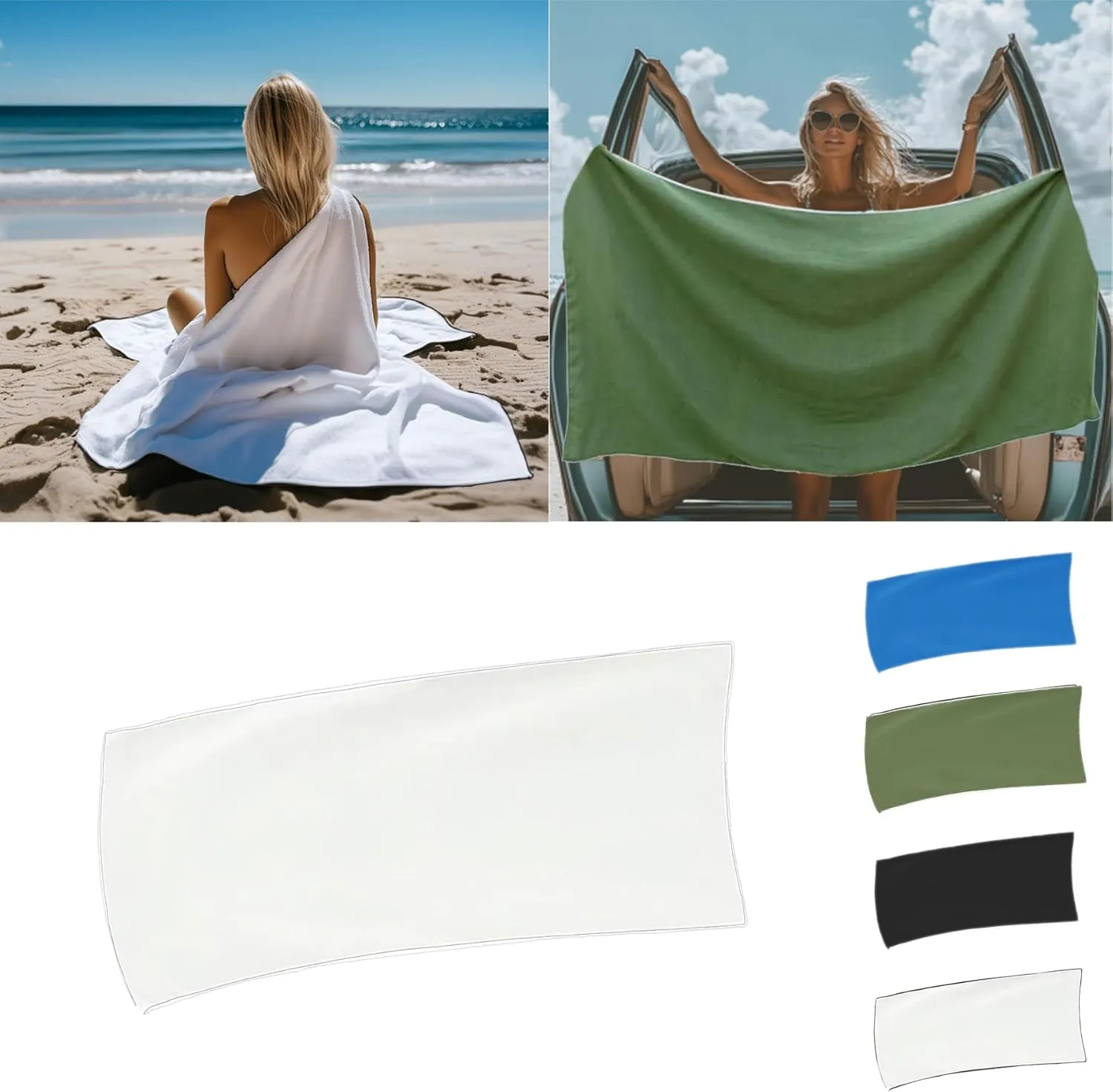Magnetic Bath Towel, Outdoor Quick-Dry Sand-Resistant Beach Towel, 75"X35" Towel with Magnetic Closure, Super Absorbent Microfiber Towel for Travel,Swimming,Pool,Beach,Pool,Travel,Gym & Camping Green