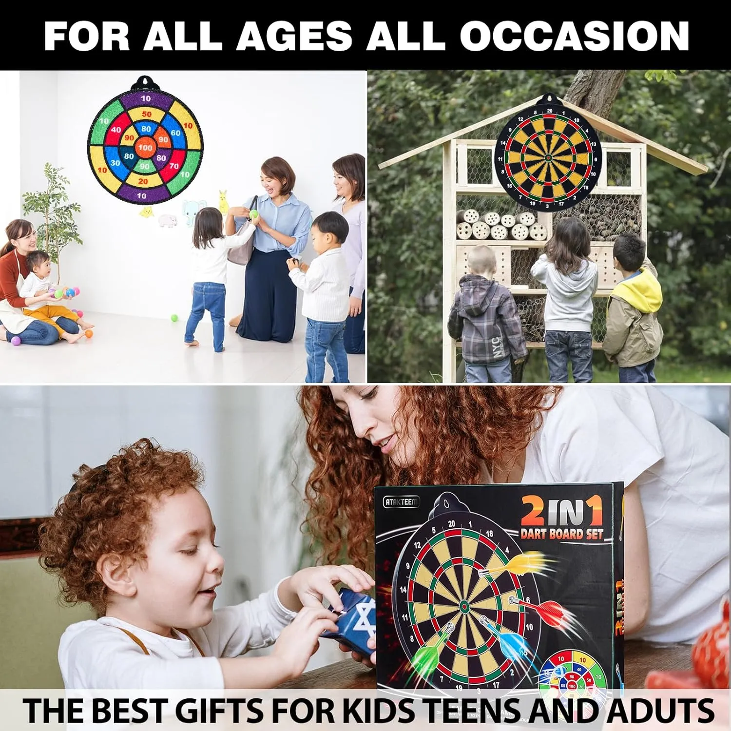 Magnetic Dart Board - 12Magnetic Darts 12Sticky Balls Or 2 Toy Gun 40 Foam Dart,Fun for Family Game and Party with Friends, Christmas Birthday Gifts Toys for 3-12 Year Old Boys