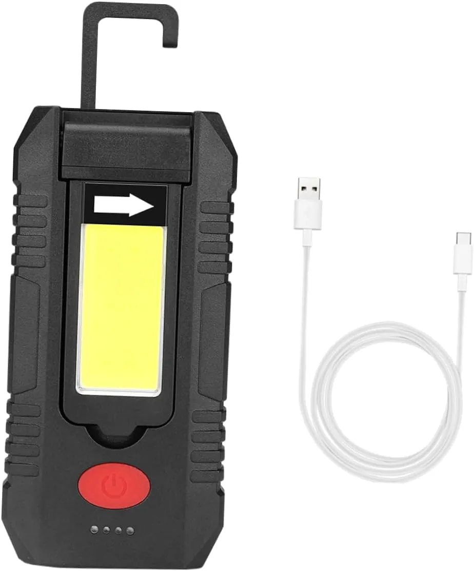 Magnetic USB Rechargeable Flashlight with Battery Indicator Cob Camping Lamp Versatile for Emergency and Outdoor Use