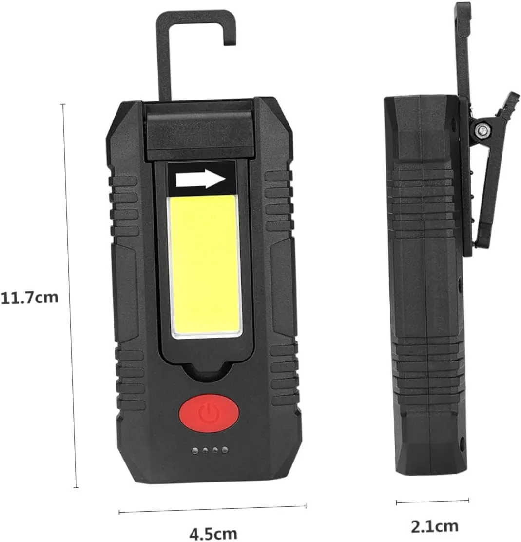 Magnetic USB Rechargeable Flashlight with Battery Indicator Cob Camping Lamp Versatile for Emergency and Outdoor Use