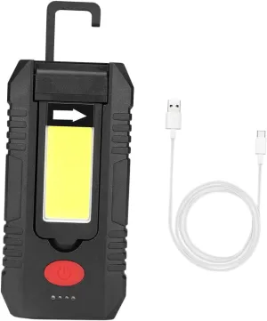 Magnetic USB Rechargeable Flashlight with Battery Indicator Cob Camping Lamp Versatile for Emergency and Outdoor Use