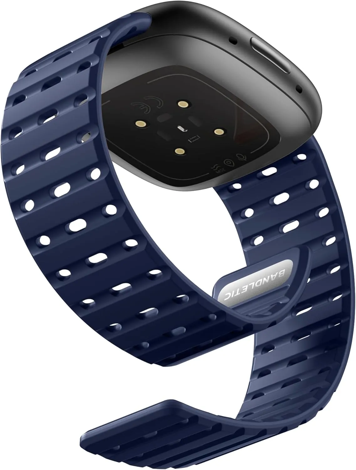 Magnetic Watchband Compatible with Fitbit Versa 3 Bands for Men and Women, Rugged Silicone Breathable Lightweight Sport Replacement Strap for Fitbit Versa 4/Sense 2/Sense