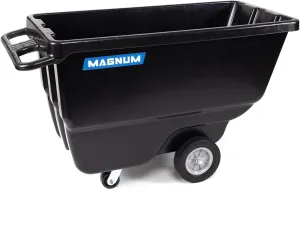 Magnum Tilt Truck, 1 Cu. Yd. Covered Capacity Dump Cart with Heavy Duty 12” Wheels & 5” Casters for Handling Materials, Jobsites, 800 lbs, Trash Cart with Wheels DUC100-12