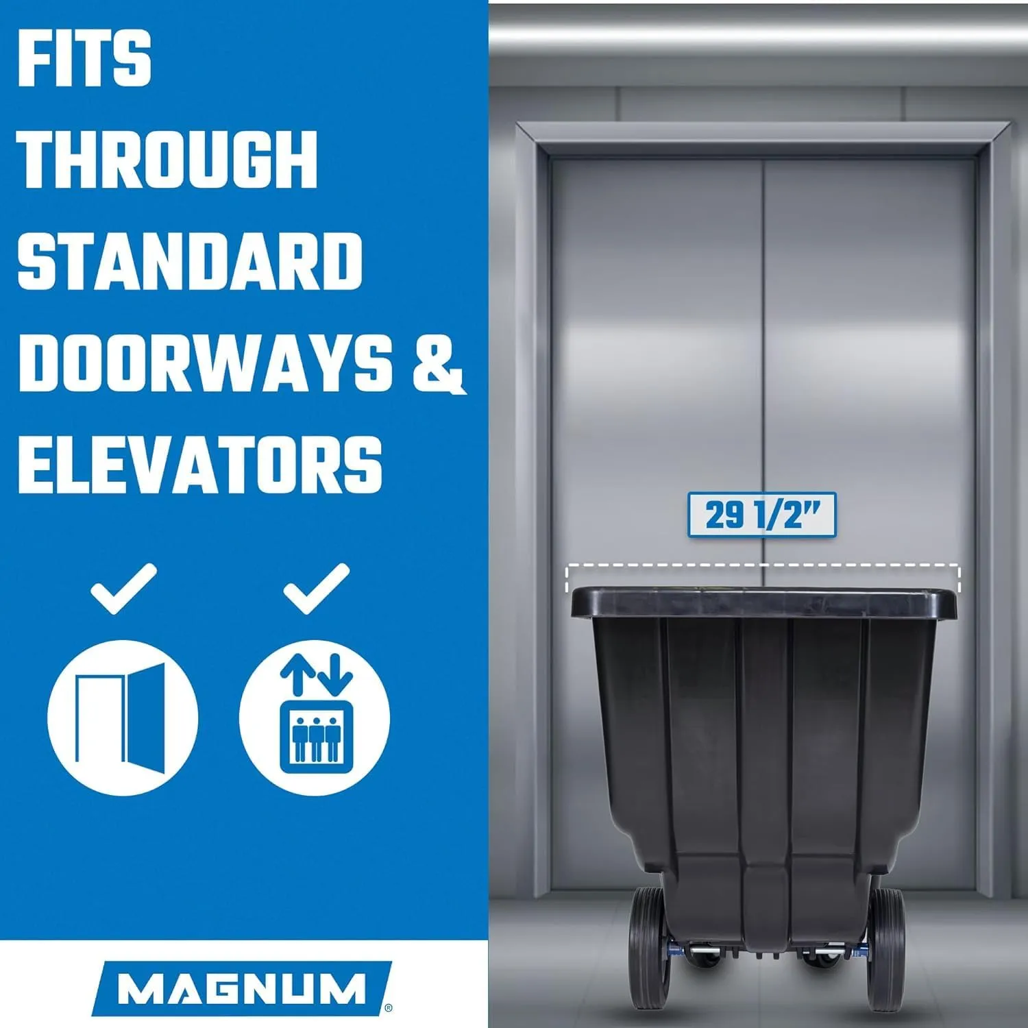 Magnum Tilt Truck, 1 Cu. Yd. Covered Capacity Dump Cart with Heavy Duty 12” Wheels & 5” Casters for Handling Materials, Jobsites, 800 lbs, Trash Cart with Wheels DUC100-12