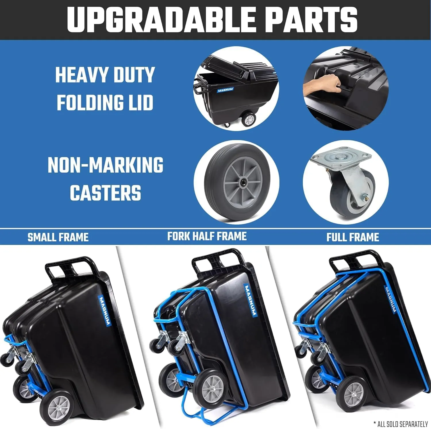 Magnum Tilt Truck, 1 Cu. Yd. Covered Capacity Dump Cart with Heavy Duty 12” Wheels & 5” Casters for Handling Materials, Jobsites, 800 lbs, Trash Cart with Wheels DUC100-12