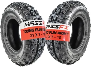 MASSFX 21x7-10 Front Tires (2) for Sport Quad: All-Terrain (ATV), Utility-Task (UTV), and Side-by-Side (SxS) Vehicles - 4-Ply with 15mm Tread Depth 21x7x10 (2-Pack)