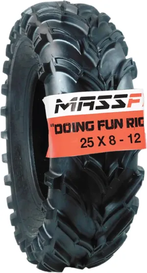 MASSFX 25x8-12 Front Tire for All-Terrain (ATV), Utility-Task (UTV), and Side-by-Side (SxS) Vehicles - 6-Ply with 1/2" Tread Depth 25x8x12