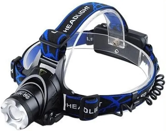 MDybf Headlight Strong Light Charging Long Battery Life Floodlight Head-Mounted Flashlight Zoom Long-Range Night Fishing Light Blue Light