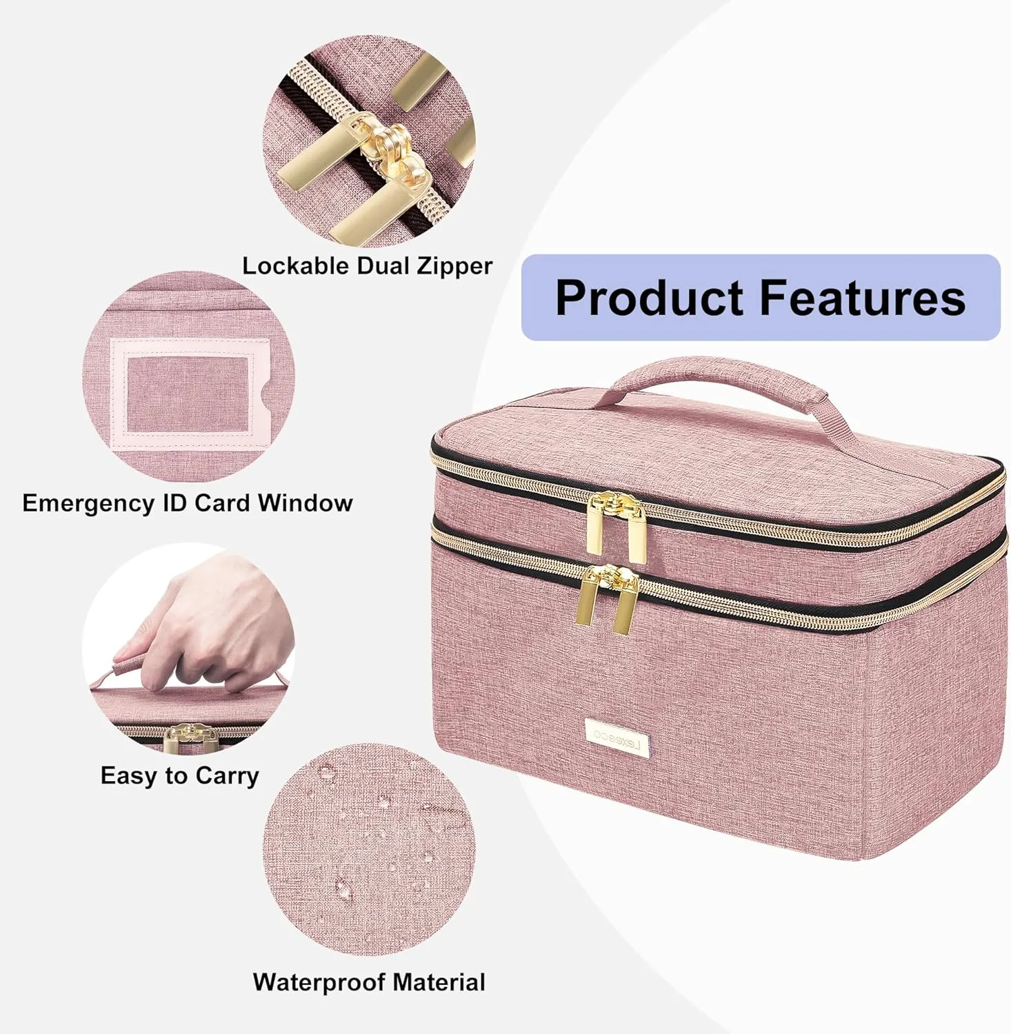 Medicine Storage Bag Pill Bottle Organizer with Portable Small Pouch Travel Medication Bottle Organizer for Emergency Home First Aid Box Kit (Pink)